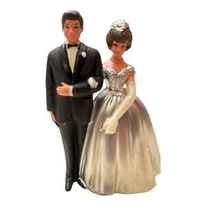 Vintage Wilton Classic Bride and Groom Cake Topper - Black and White